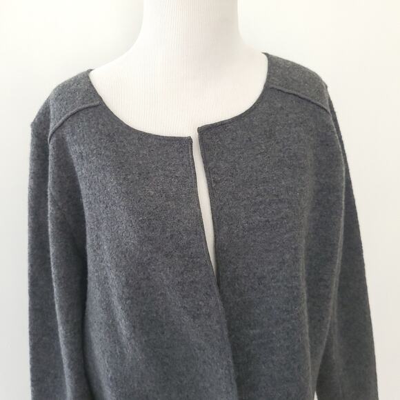 Boden Boiled Wool Open Front Jacket Cardigan Gray Unlined WU020 Women 14 - Picture 4 of 13
